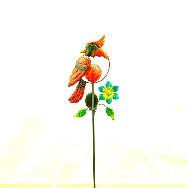 

solar energy red lawn garden tieyi bird decorative lamp