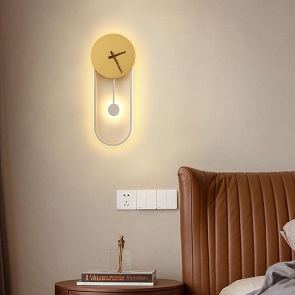 

wall lamps modern led minimalist clock lamp nordic creative lighting gold luxury bedroom bedside sconce staircase aisle decor light