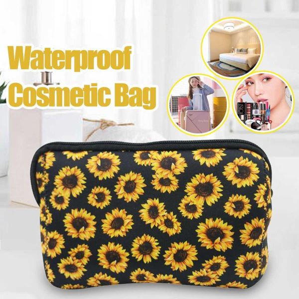 

types sunflower travel cosmetic bag makeup case women zipper make up handbag organizer storage pouch toiletry wash bags & cases