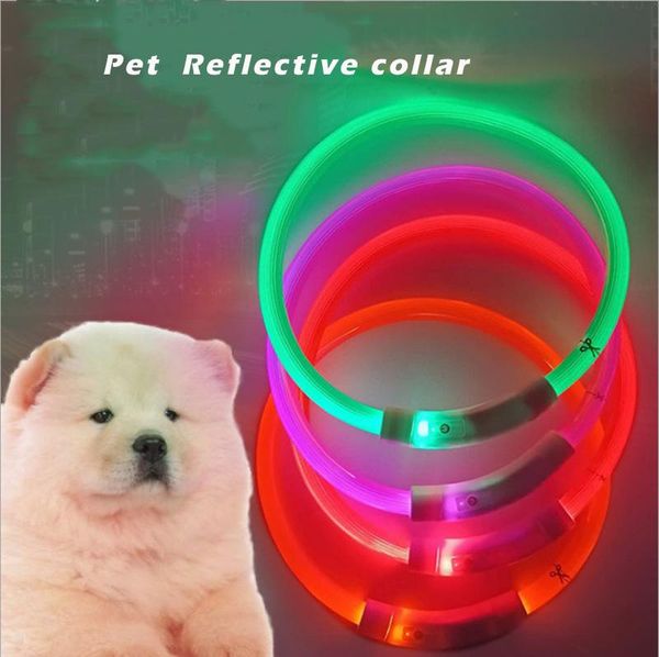 

dog collars & leashes pet reflective collar led luminous multi-color usb charging short supplies