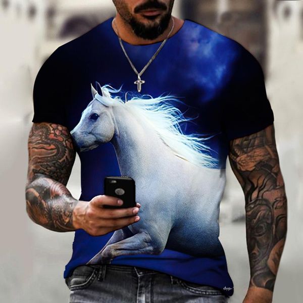 

men's t-shirts kyck brand shirt, white horse galloping, galloping horse, 3d printing, no cool and fashionable oversize s-9xl, White;black