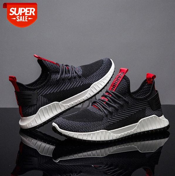 

casual korean style flying shoes men's simple and breathable flat-heel net running sports #pg24
