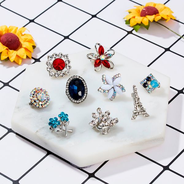 

elegant rhinestone flower pin new style jewelry blue crystal small brooch for women wedding bouquets dress coat accessories giftdio chan con, Gray