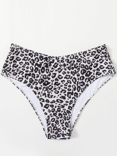 

plus leopard high waisted bikini bottom 73pd#, Black