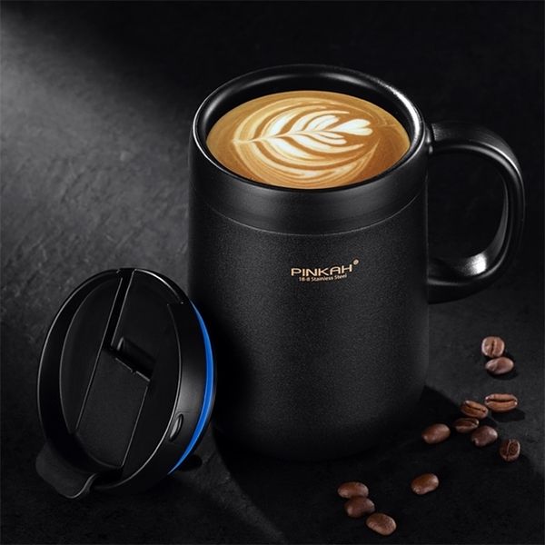 Venda PinkAh Café Thermo Caneca 350ml 0ml Frascos de Vácuo de Escritório Cup Thormos Home Com Punho Isolado como Presente 211109