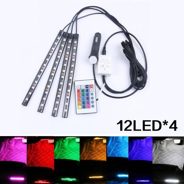 

interior&external lights 1set 12led car interior decoration sole atmosphere light colorful rgb lighting ambient