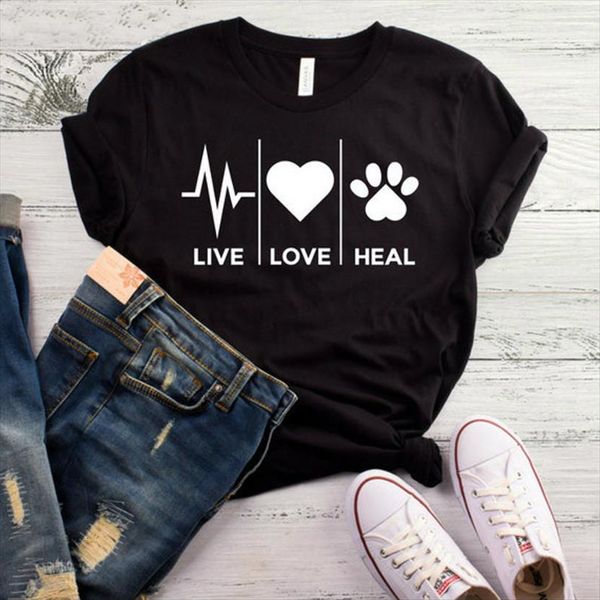

live love heal cotton casual women t shirt funny yong girl tee higher quality drop ship s 467, White