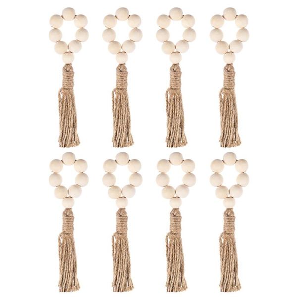 

napkin rings 8pcs wooden bead tassel ring buckle wedding table decor