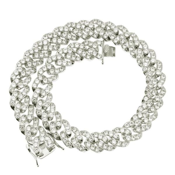 

chains men/women hip hop iced out bling cuban chain necklace zircon 13mm necklaces hiphop jewelry fashion gifts, Silver