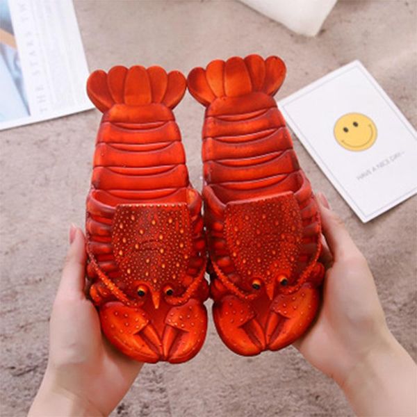 

slippers lovers lobster hollow out flats women man 2021 summer outdoor open toe slides beach footwear big size 34-47, Black