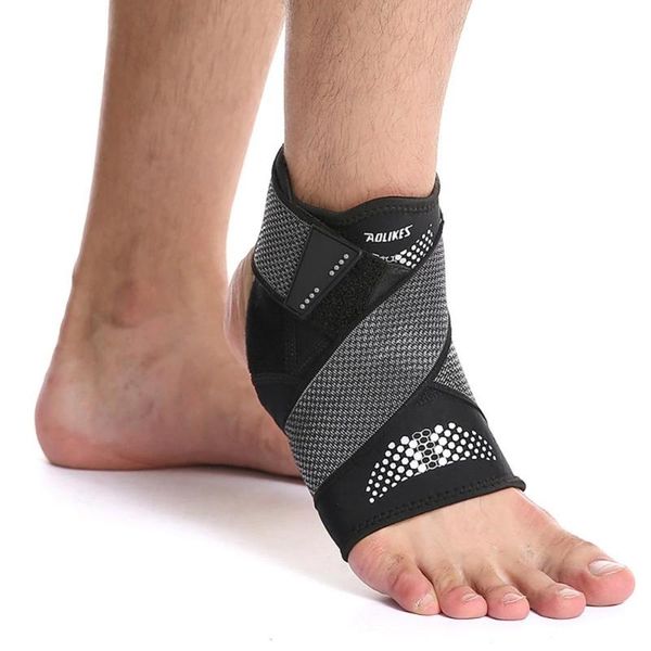 

universal adjustable compression anti-sprain feets support wrap bandage sports ankle brace protectors protection with strap, Blue;black
