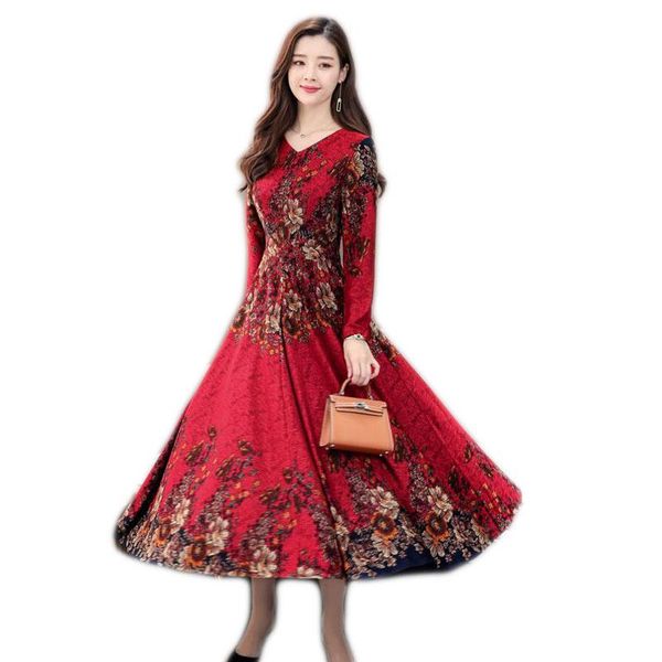 

casual dresses 2021 women spring dress style slim-fit long-sleeve female temperament waist slim positioning flower e072, Black;gray