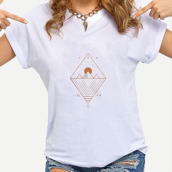 

pyramid summer unknown civilization women t shirts plus size harajuku university vintage 90s clothing france ropa aesthetic casual, White