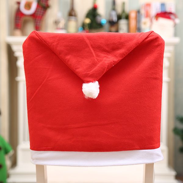 Capa de chapéu de Papai Noel Capa Natal removível e lavável banco de assento não tecido coberto encosto cobrindo o ano novo xmas jantar suprimentos HH0024