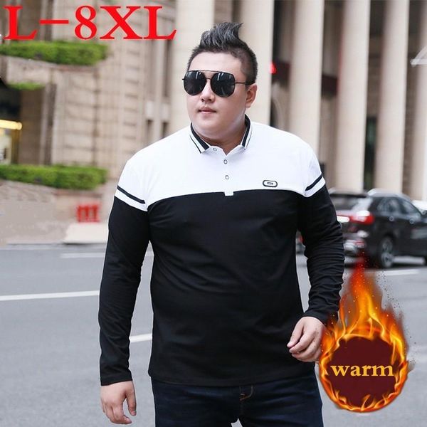 

men's t-shirts 8xl 7xl 6xl brand t shirt men long t-shirt turn-down stripe designer slim fit loose casual cotton male plus size, White;black