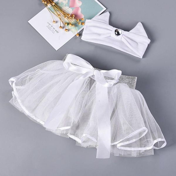 

skirts autumn children baby girls elastic waist short tutu mesh with headband casual pleated dress v, Blue
