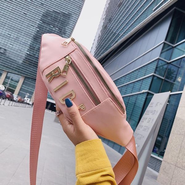 

stylish waist bags women fanny pack female belt bag black letter packs portable chest phone