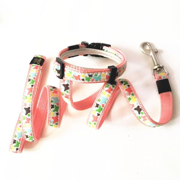 

nylon pet leash and collar set puppy dog collars butterfly printed lovely s m l xl products supplies & leashes