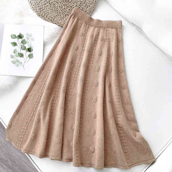 

skirt Waist Knitted Autumn Winter Thick Long Chic Women Skirt Faldas Jupe Femme Saia, Black