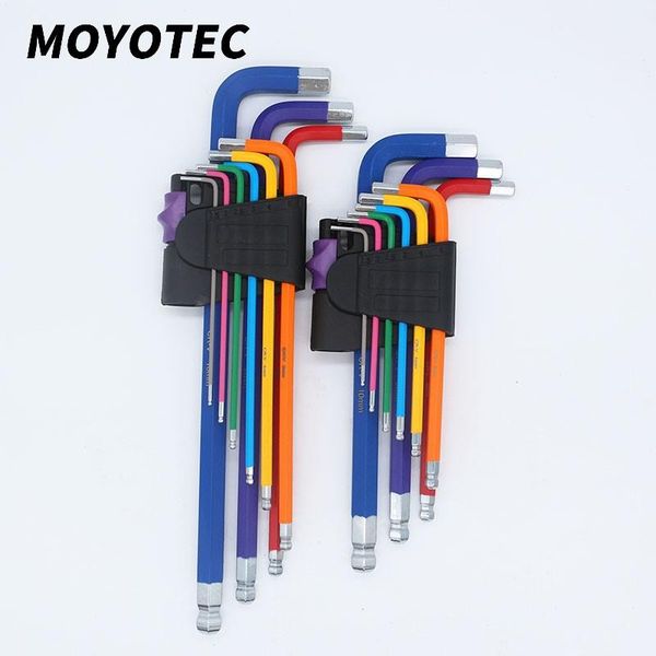 

1.5mm-10mm rainbow color coded ball end allen wrench l set torque long metric sleeve hand tool bicycle accessorie tools