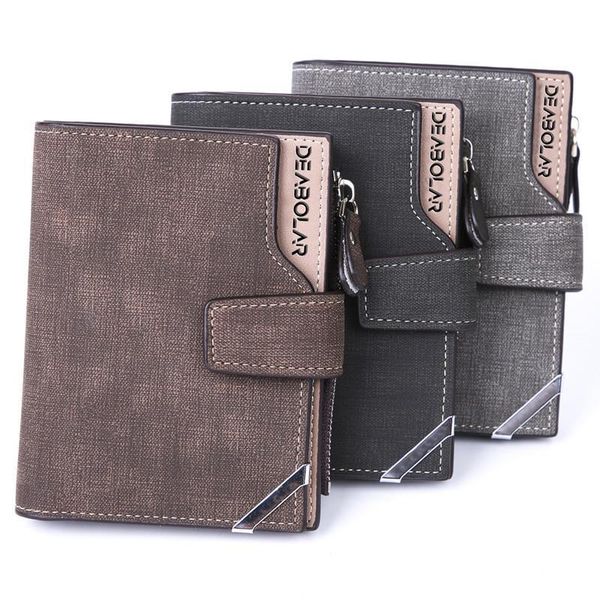 

mens mid length wallet casual retro canvas pattern, Red;black