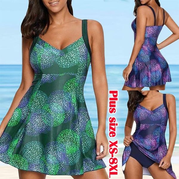 

women's swimwear large size split skirt swimsuit sling printed sweat-absorbent breathable leisure beach wear, White;black