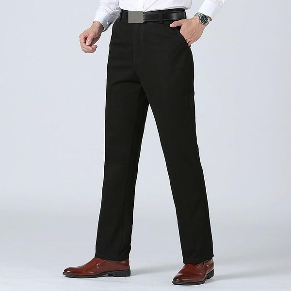 

men's pants mrmt 2021 brand spring and summer trousers middle-aged old leisure for male loose straight cotton trouse, Black