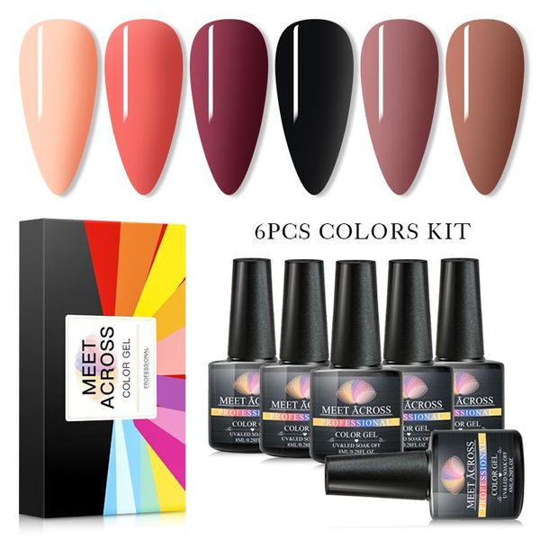 

nail art kits meet across 6pcs gel polish set all for manicure semi permanent 8ml uv led varnish soak off