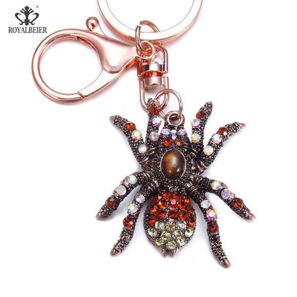 

keychains royalbeier spider crystal rhinestone keyrings key chains holder purse bag for car charms llaveros para mujer lujo, Silver