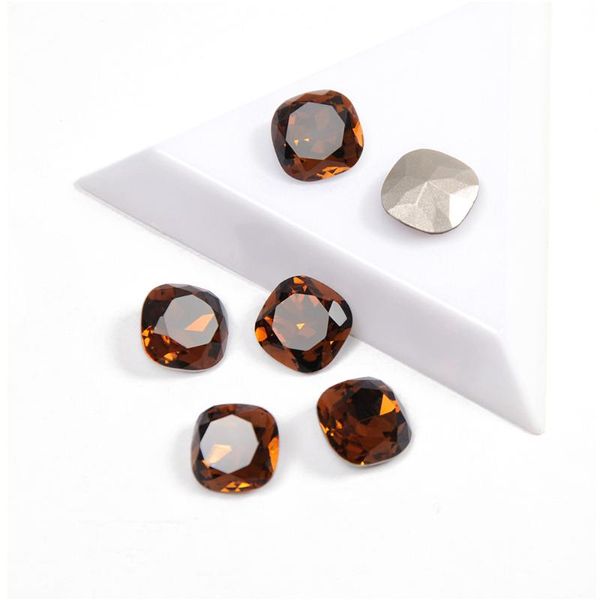 

nail art decorations k9 glass rhinestones cushion cut shape smoked z color loose rhinestone for 3d diy, Silver;gold