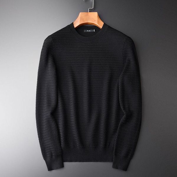 

men's jackets sweater fashion 2021 winter plush thickened base knitted round neck pullover, Black;brown