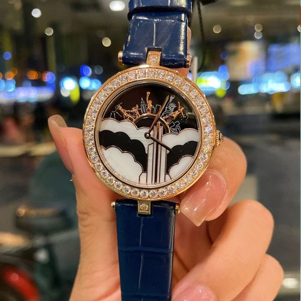 

quartz leather diamond women watch design ladies dress fashion watches classic brand waterproof rose gold wristwatches lady gift, Slivery;brown