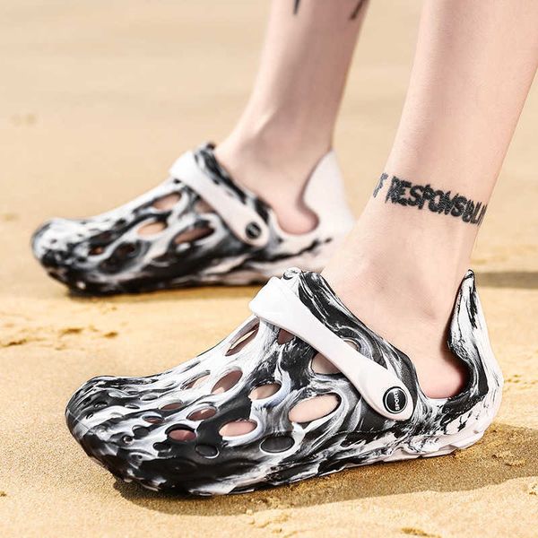 

coconut hole shoes men's graffiti spring summer 2021 new roman beach shoes sports sandals men's sandals ysj, Black
