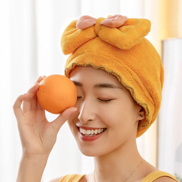 

shower caps coral fleece dry hair cap, bath, fast water absorption, soft, fine and soft fluff, pure color cap