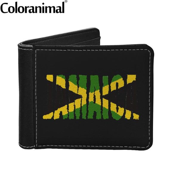 

wallets coloranimal fashion jamaica flag pattern men clutch purse daily short pu leather holder retro male coin wallet 2021, Red;black