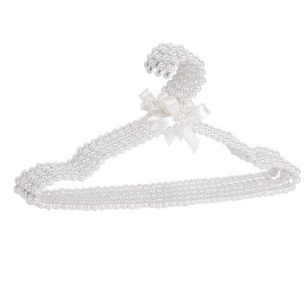 

pack pearl beads plastic elegant fashion clothes hangers standard for adults and children(white) & racks