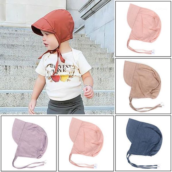 

caps & hats summer cute baby cap breathable cotton linen boy girl hat bonnet solid kids wide brim sun outdoor travel visor1, Yellow