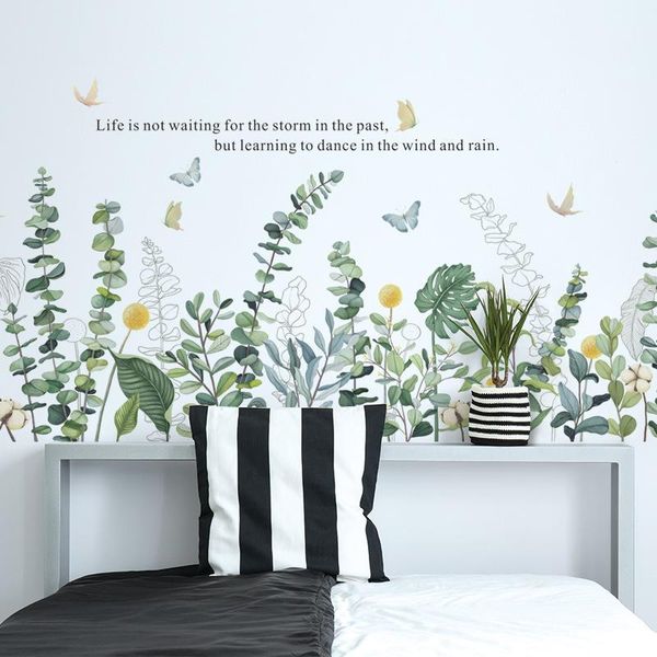 

wall stickers removable wallpaper grass fresh gum bedroom kitchen skirting decorative