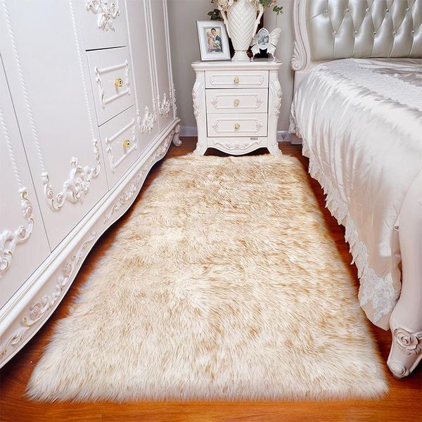 

carpets luxury hairy sheepskin plain fur skin fluffy bedroom faux mats washable artificial textile area square rugs home decor