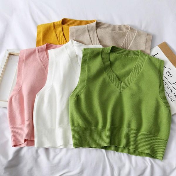 

women's sweaters casual v-neck sleeveless vest loose female pullover fashion women, White;black