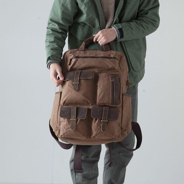 

backpack waxed canvas water resistant large capital rucksack bags lapbag