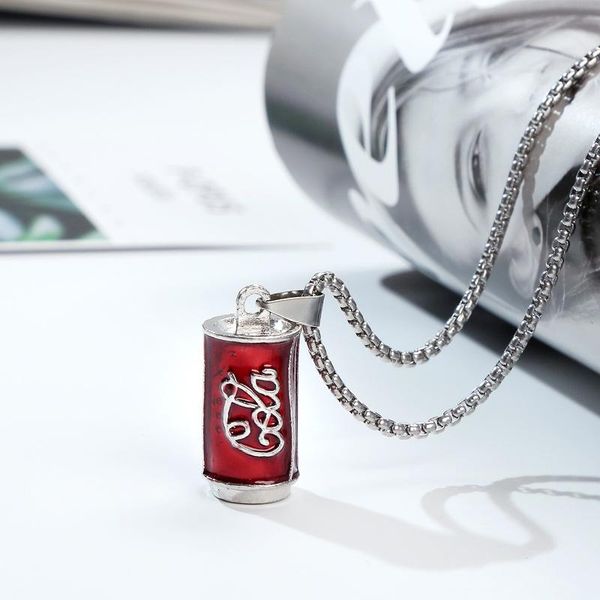 

chains fashion mini coke can necklace pendant gold bottle necklaces exaggeration charm hip hop jewelry party women gift, Silver
