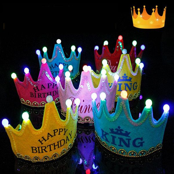 

party hats led birthday hat children crown king princess prince decor kids born accessories