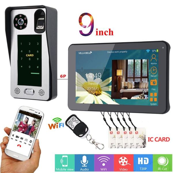 

inch wired wifi app fingerprint ic card video door phone intercom system with access control phones