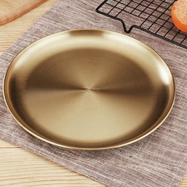 

dishes & plates golden stainless steel storage tray luxury metal round plate cake display kitchen fruit pography prop home decor