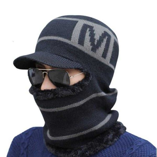 

ear protection hat men's winter psh wool bib integrated thickened cycling autumn neck one-piece, Blue;gray