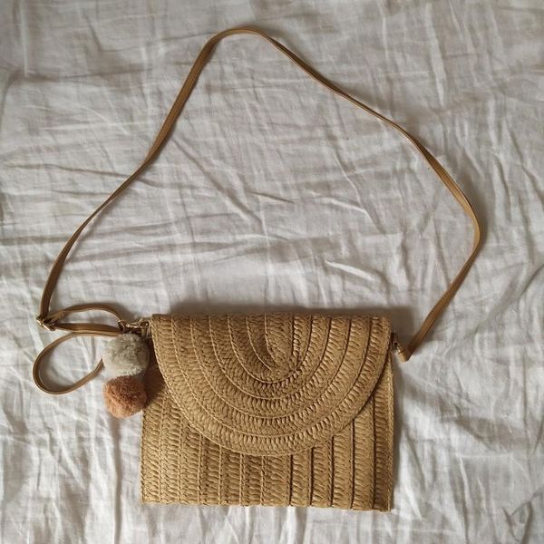 

women girls rattan straw bag woven square handbag crossbody beach summer bali island bohemia boho flap messenger bags storage
