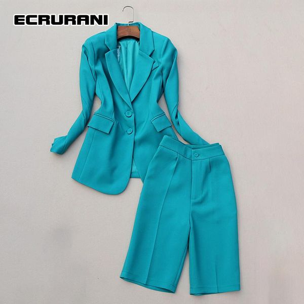 

women's tracksuits ecrurani casual blazer sets for women lapel long sleeve blazers high waist wide leg shorts suits 2021 autumn clothes, Gray