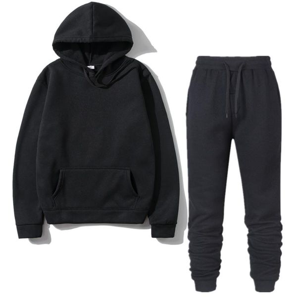 

men's tracksuits s-xxxl hoodie suit sportswear fleece warm sweatshirt solid color jogging men sports homme two-piece jacket, Gray