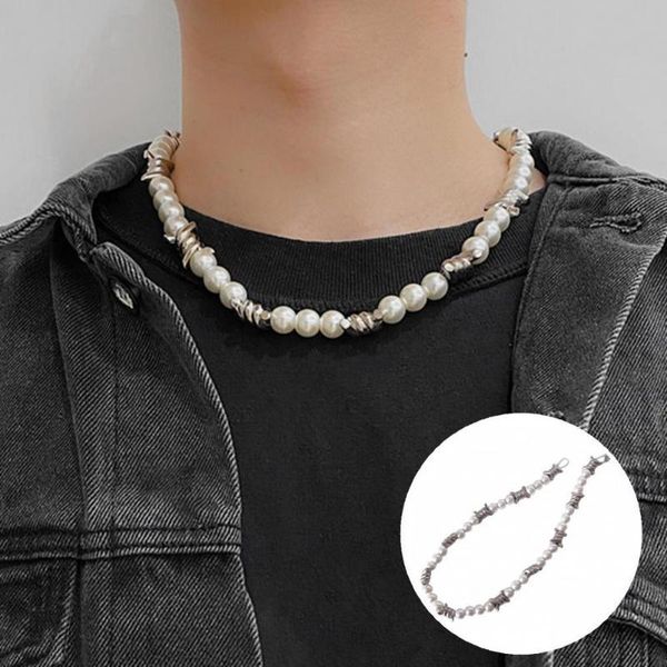 

chains alloy great shiny imitation pearl stylish necklace silver color jewelry allergy for women